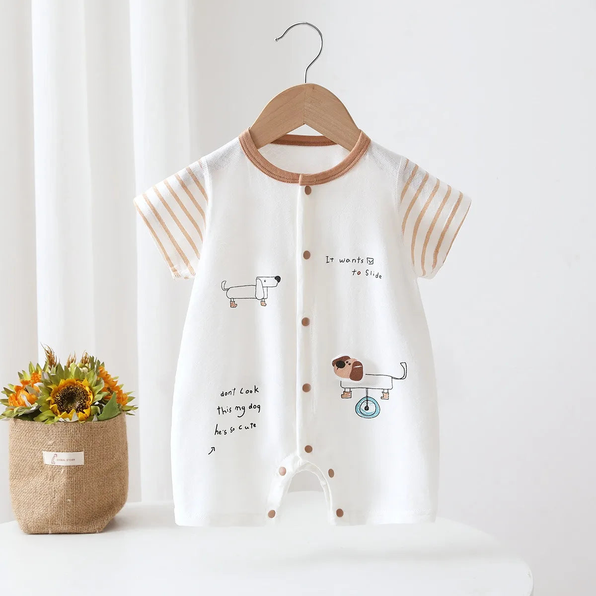 2026 New Model Summer Baby Boy Jumpsuit Clothes 6-18 Month Infant Pure Cotton Thin Short Sleeve Romper Newborns Cool Cute Onesie