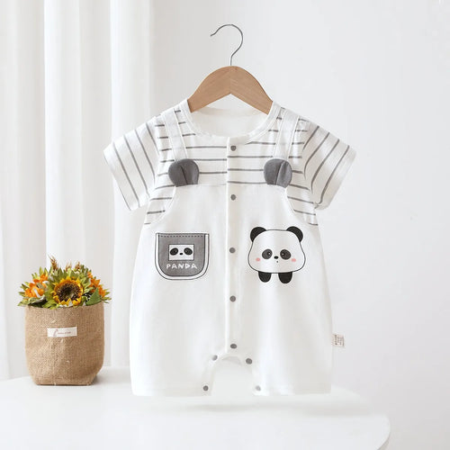 2026 New Model Summer Baby Boy Jumpsuit Clothes 6-18 Month Infant Pure Cotton Thin Short Sleeve Romper Newborns Cool Cute Onesie